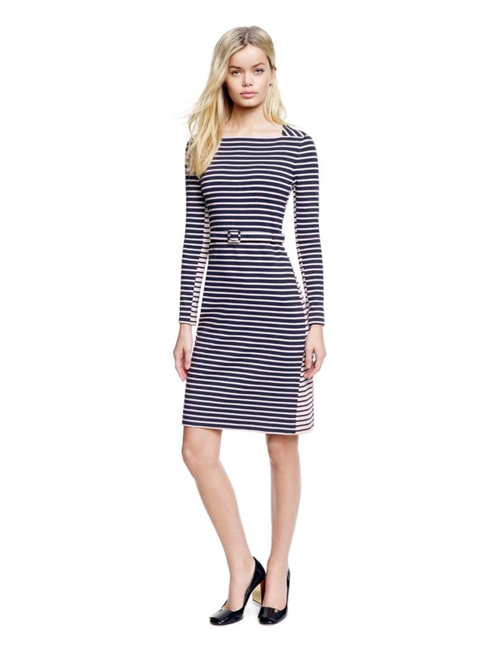Tory Burch Callan Striped Long Sleeve Dress
